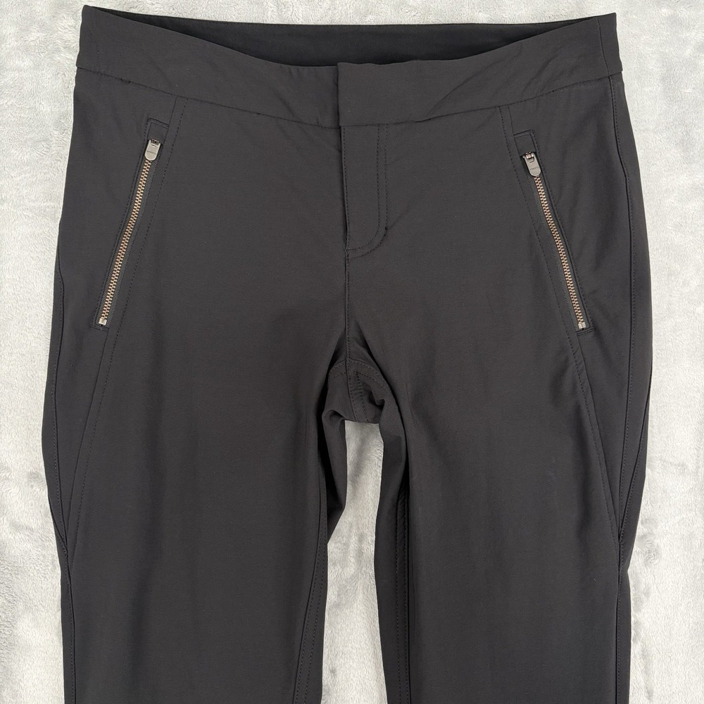 Athleta Skinny Stretch Pants Sz 8 (30x30) Black Zip Pockets 73458 Nylon Spandex